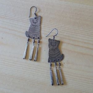 2/$20 - Cat Earrings - Silver